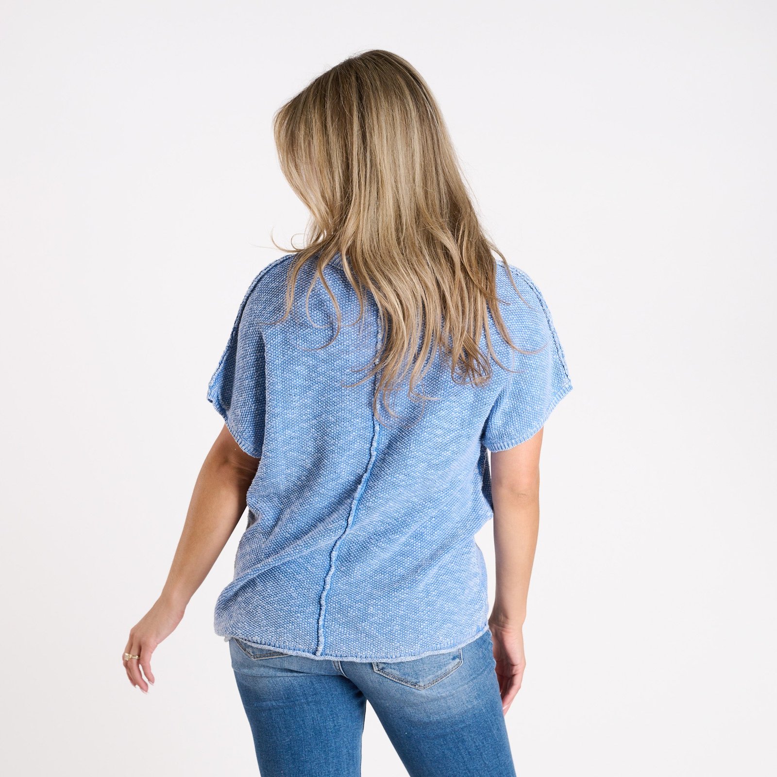 Short Sleeve Space Dye Sweater