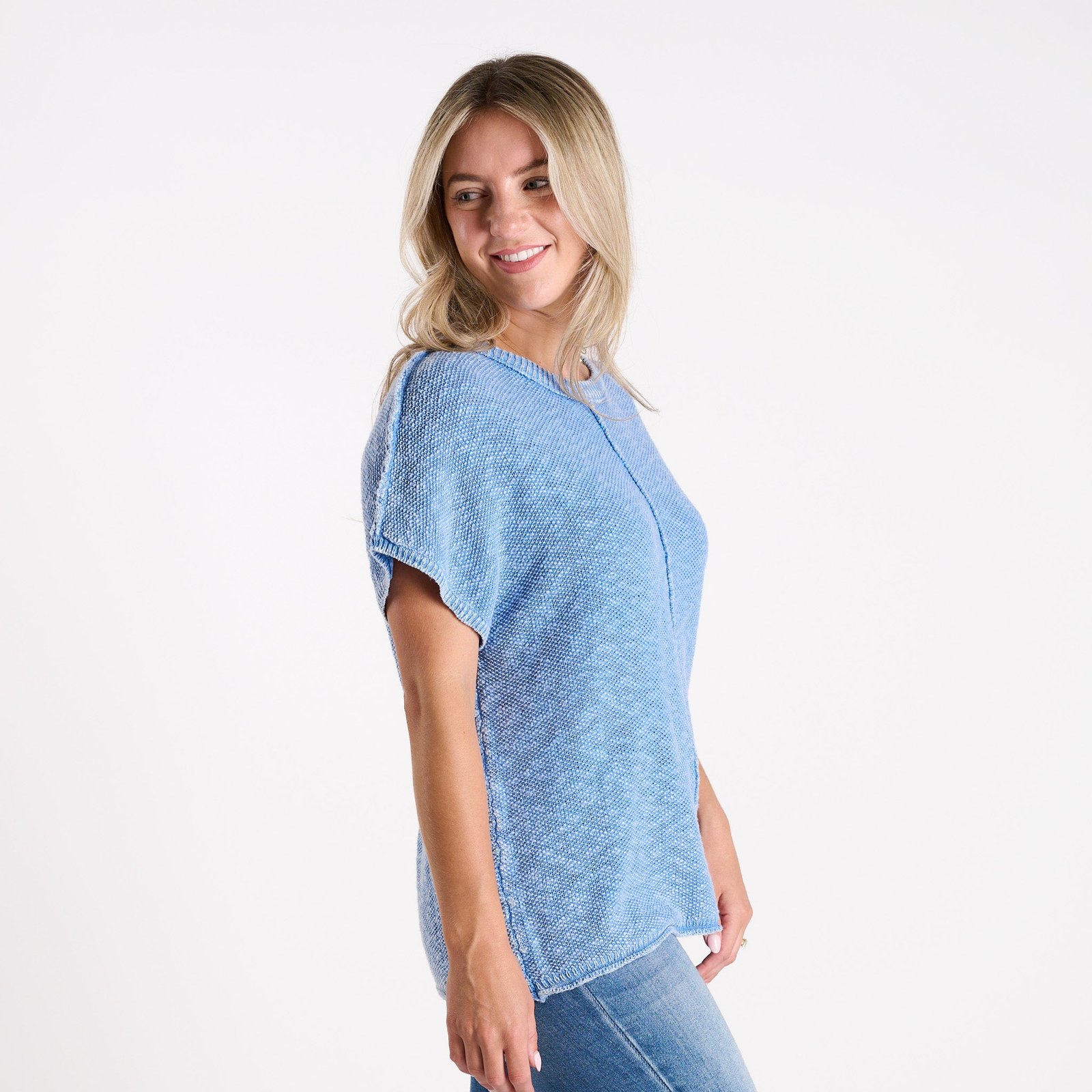 Short Sleeve Space Dye Sweater