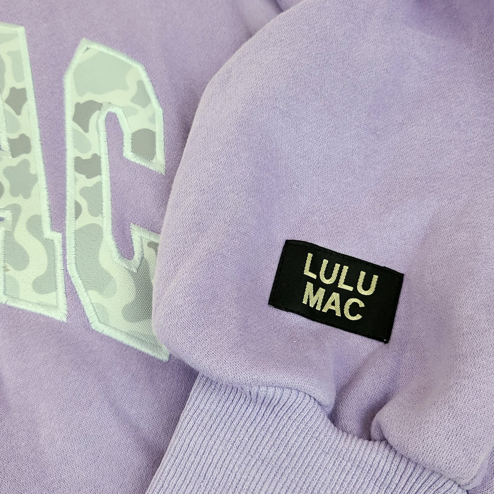 Lulu Mac Camo Embroidered Crew in Lavender