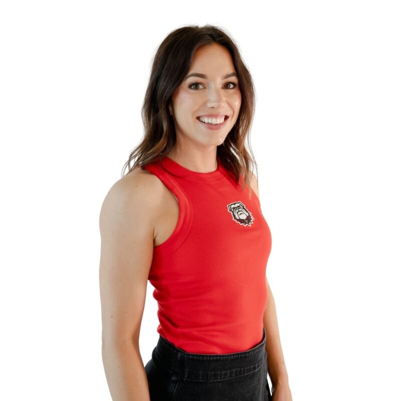 UGA Mascot Ribbed Tank Top in Red