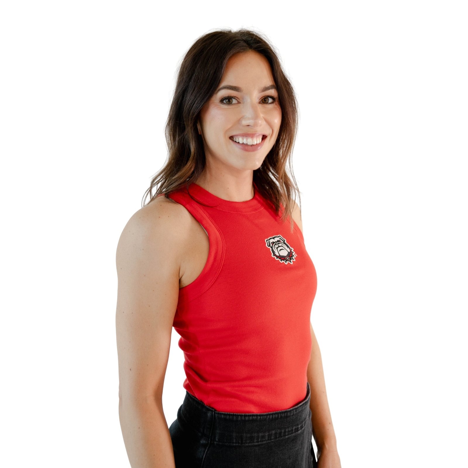 UGA Mascot Ribbed Tank Top in Red