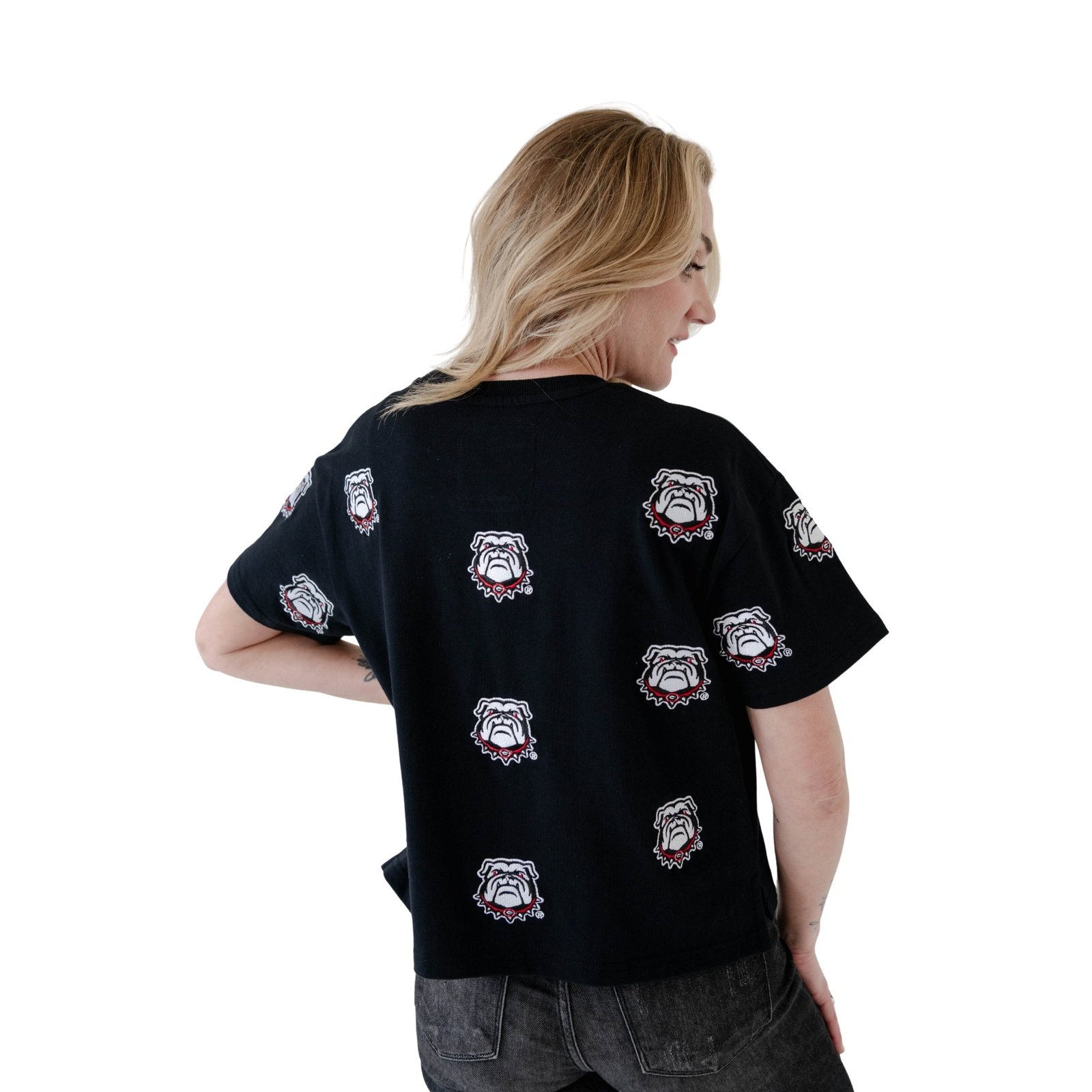 Georgia Bulldogs Allover Logo Cropped T-Shirt