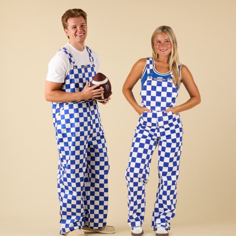 Royal Blue and White Overall Bibs