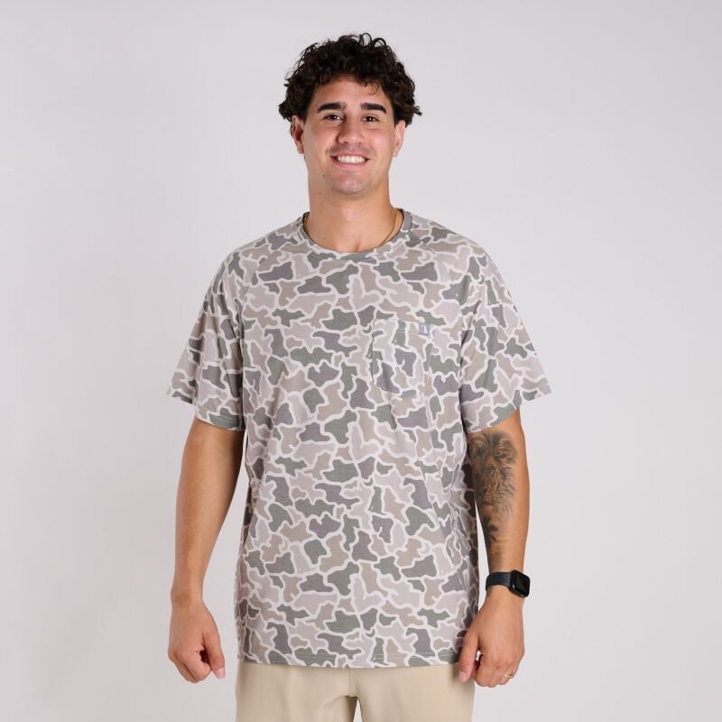 Heather Blend Crewneck Short Sleeve T-Shirt in Dog and Moon Camo