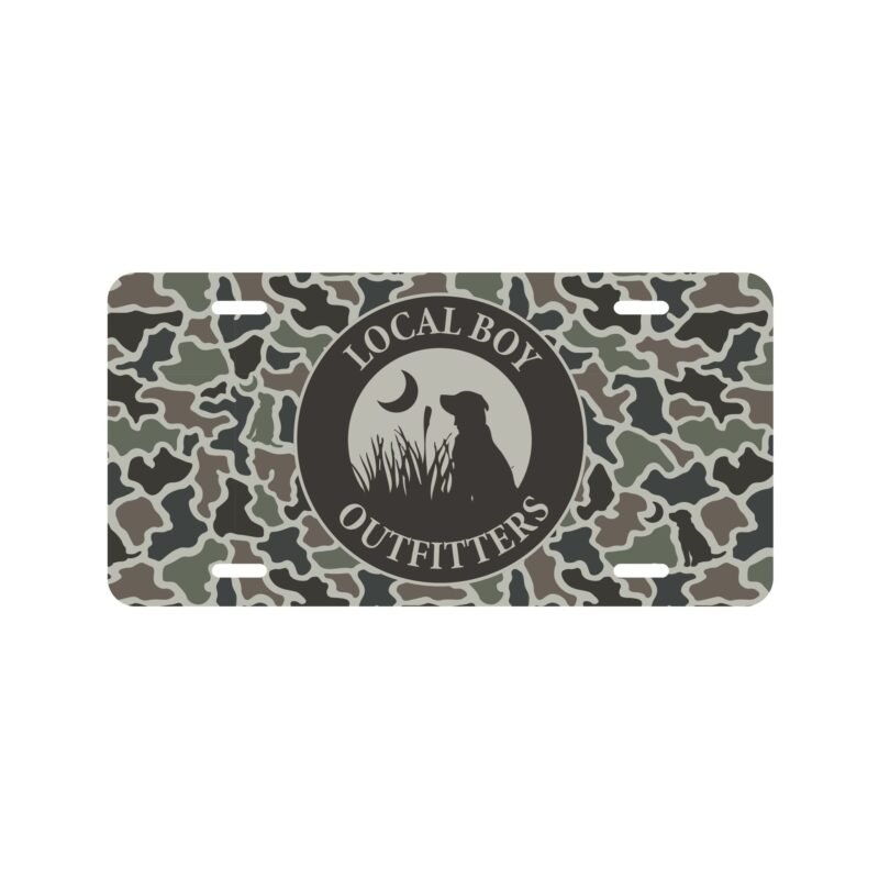 Dog and Moon Camo License Plate