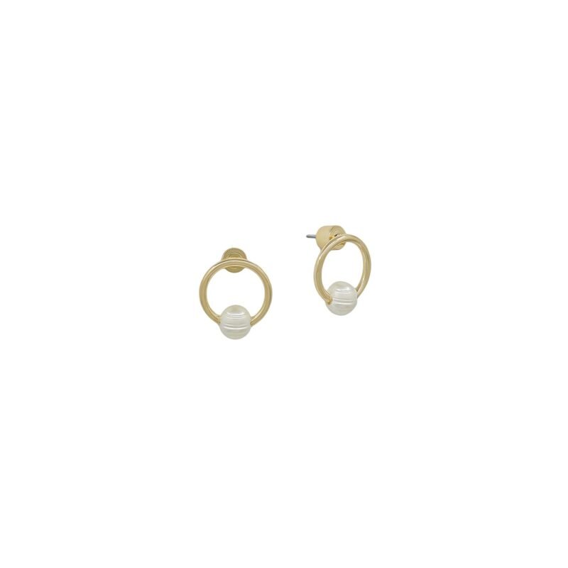 Pearl and Gold Hoop Stud Earrings