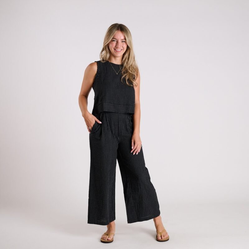 Sleeveless Striped Woven Set