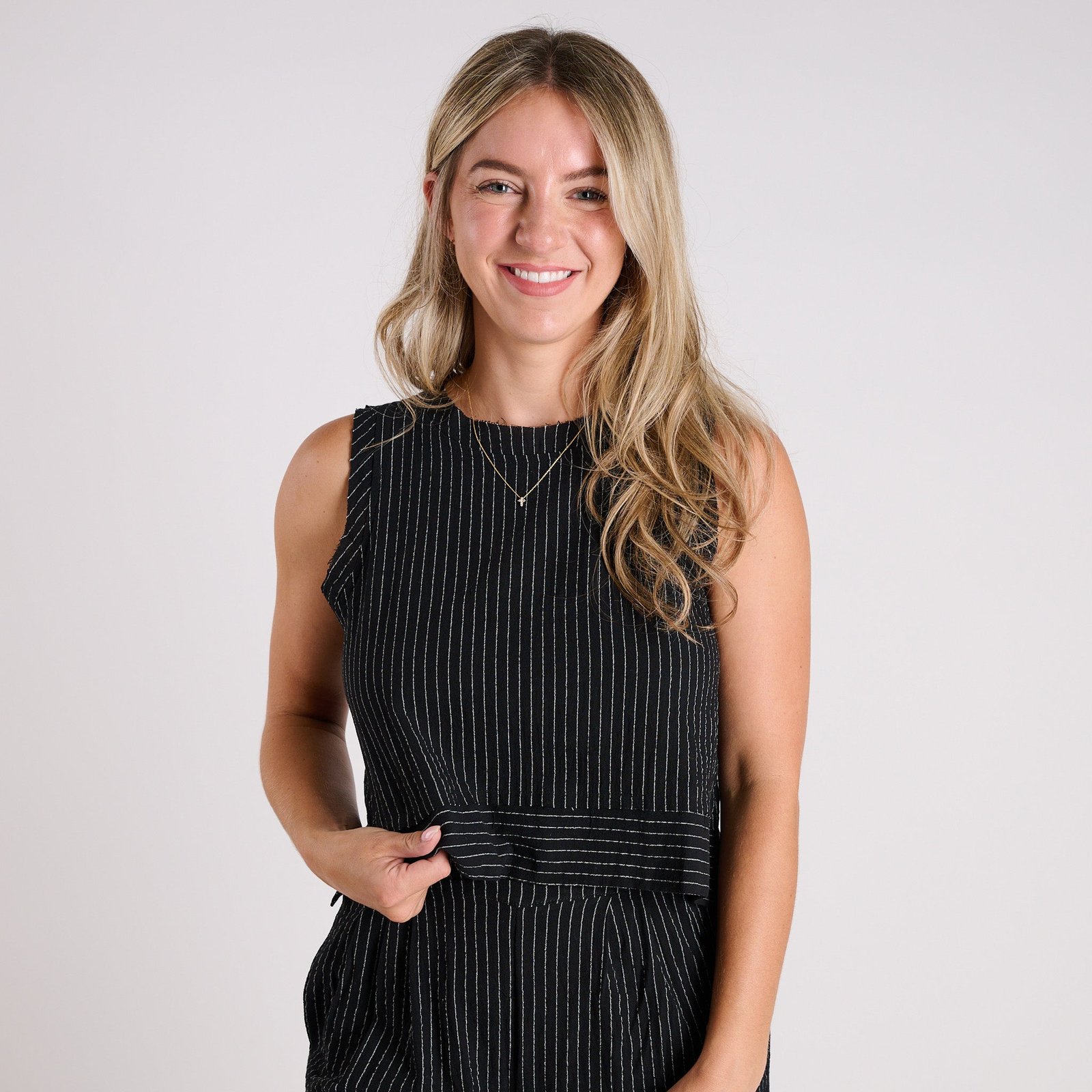 Sleeveless Striped Woven Set