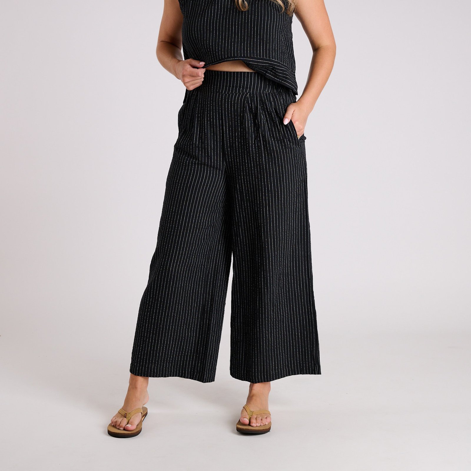 Sleeveless Striped Woven Set