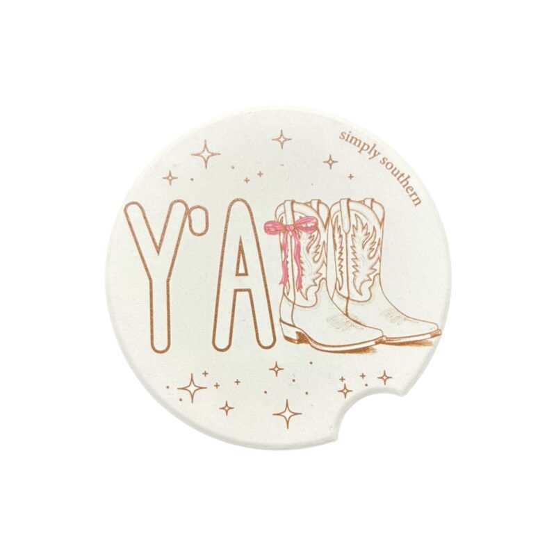 Y'all Cowboy Boots Car Coaster