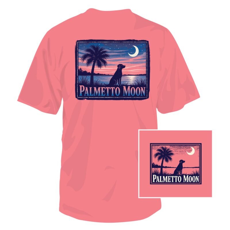 Coastal Night Short Sleeve T-Shirt in Coral Silk