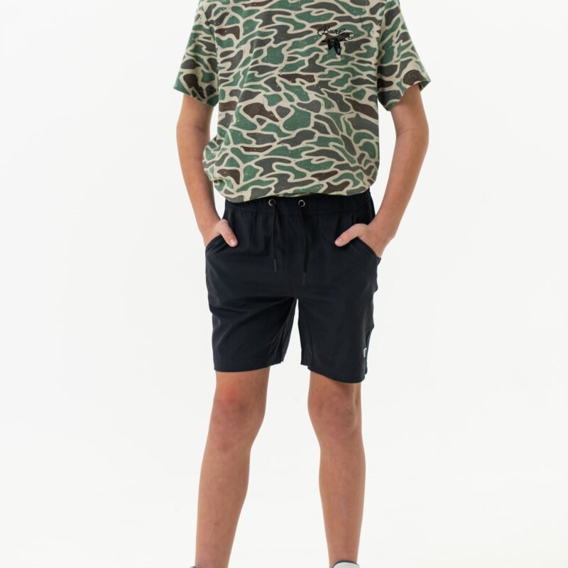 Youth Athletic Shorts in Heather Black