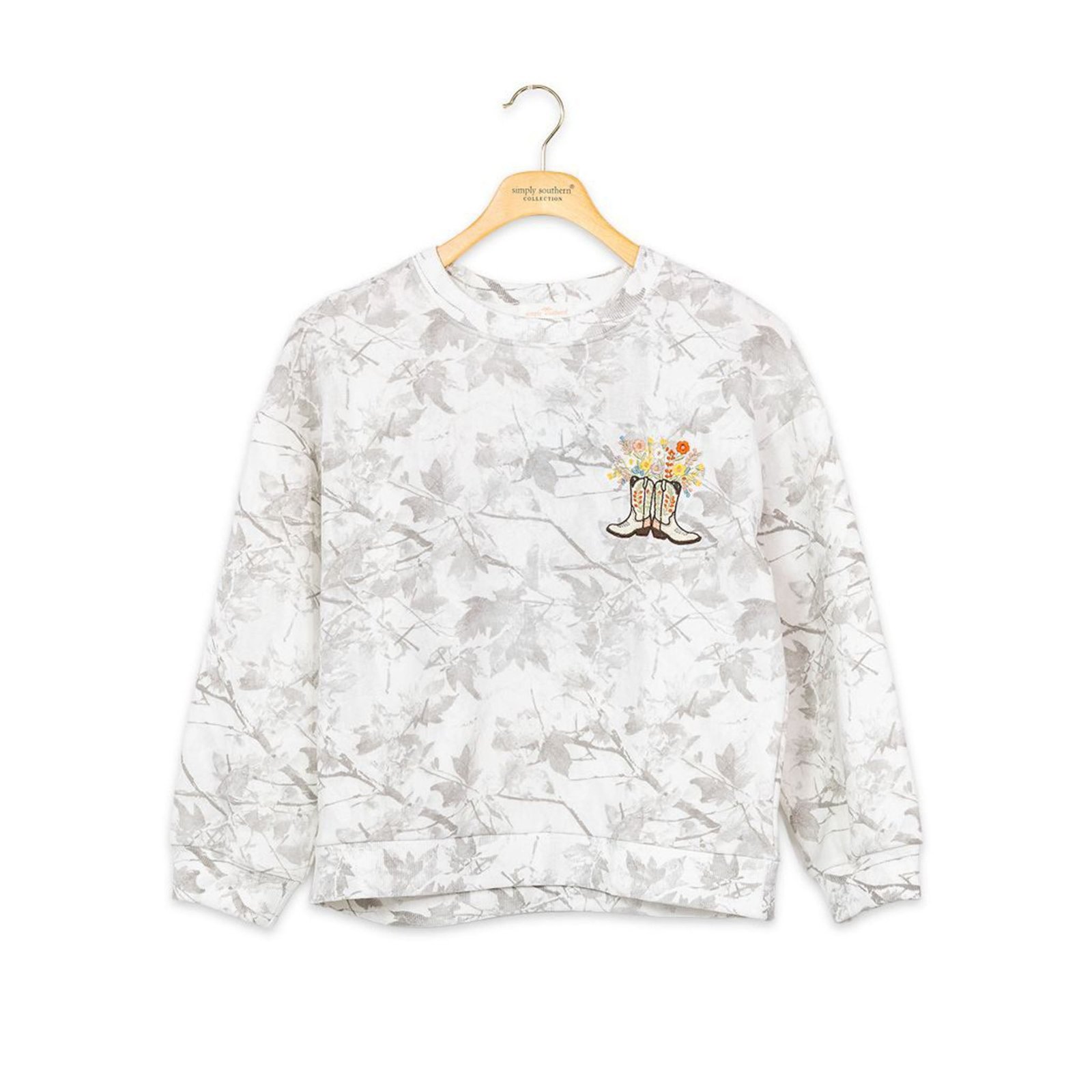 Youth Floral Cowboy Boots Crewneck Sweatshirt