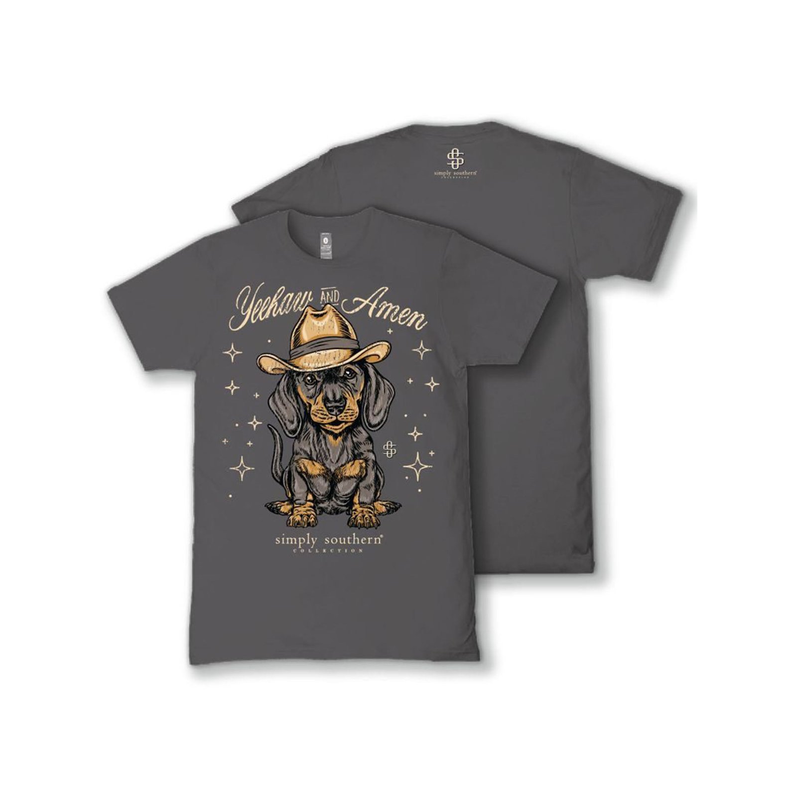 Youth Yeehaw and Amen Dachshund Short Sleeve T-Shirt